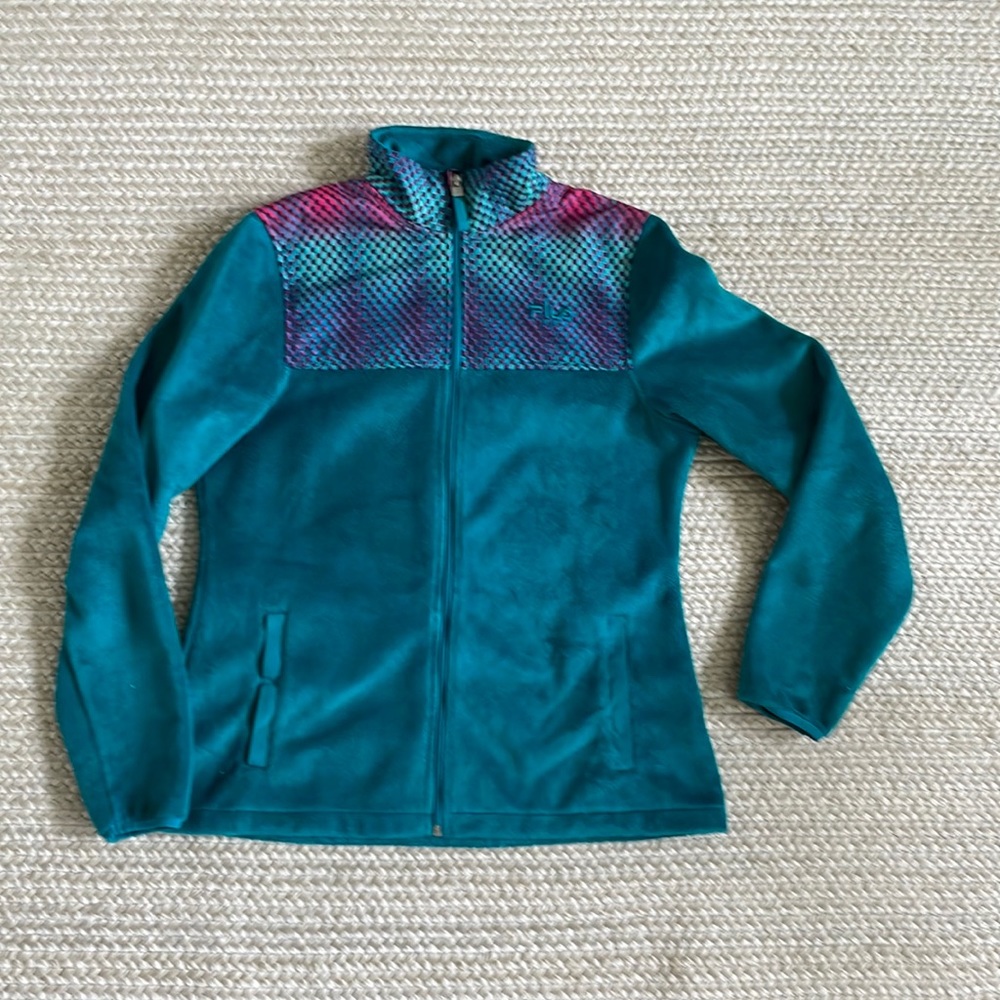 Fila Fleece Jacket Full Zip Up Womens Sz S: Deep Lake Bella Kaleidoscope